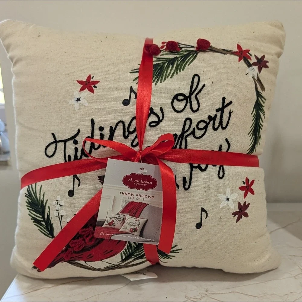 St Nicholas Square Christmas Tidings of Comfort and Joy Throw Pillows Set of 2
